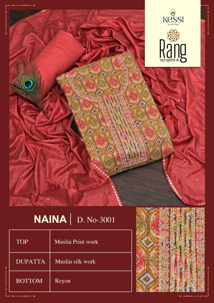 Rang Naina Pure Muslin Print Fancy Nack Work Printed Designer Salwar Kameez
