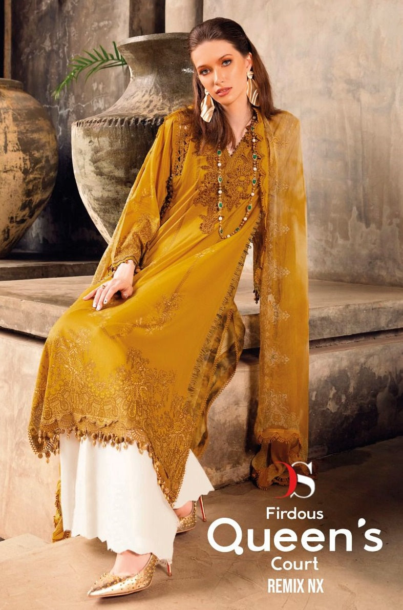 Deepsy Suits Firouds Queens Court Remix Nx Pure Cotton Embroidery Work Pakistani Salwar Suit