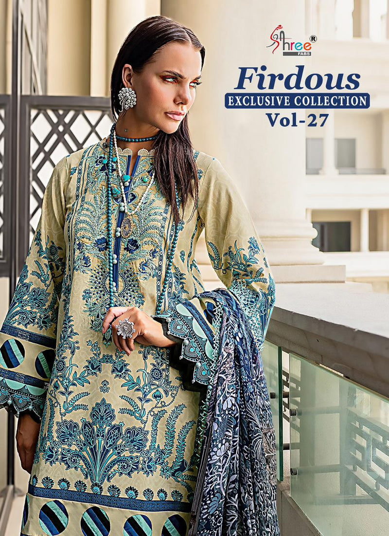Shree Fabs Firdous Exclusive Collection Vol 27 Pure Cotton Print Exclusive Embroidery Patches Pakistani Salwar Suit