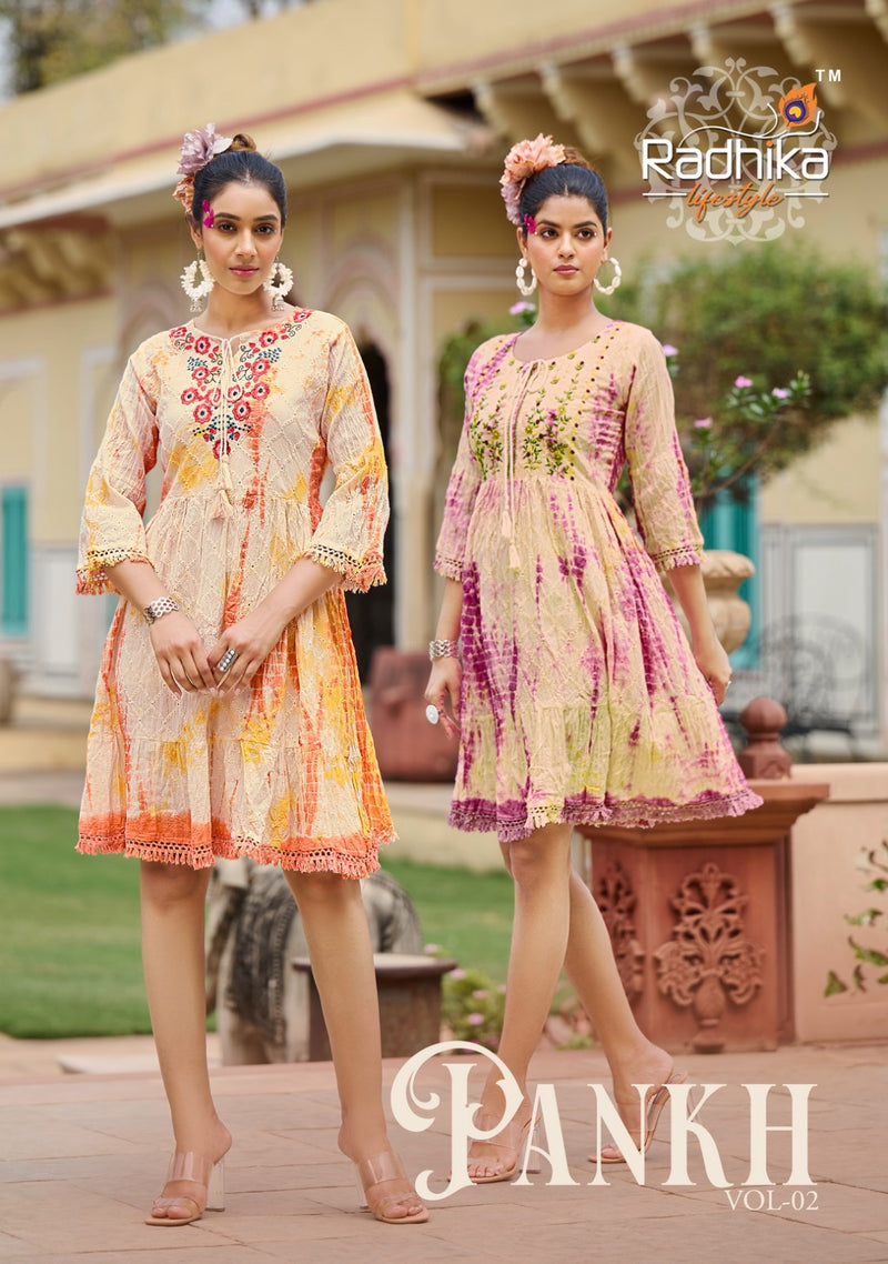 Radhika Lifestyle Pankh Vol 2 Chifli Mul Cotton Embroidery Work Fancy Designer Wear Kurti