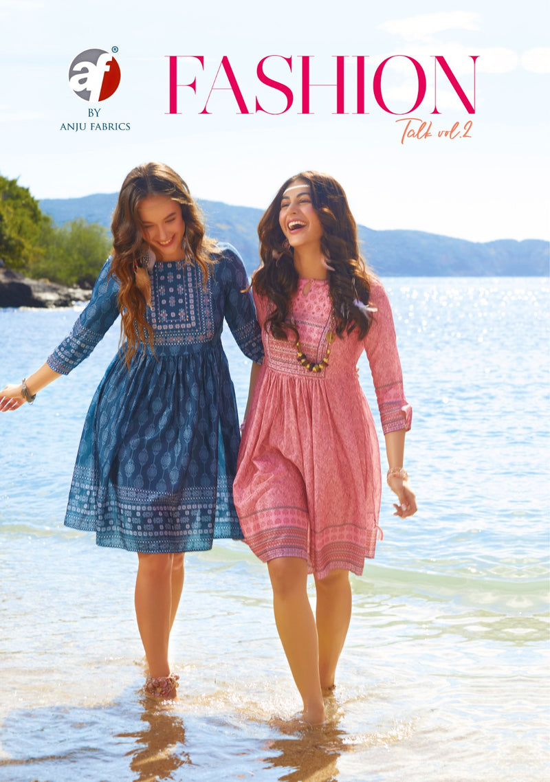 Anju Fabrics Fashion Talk Vol 2 Pure Chiffon Katha Work Fancy Designer Stylish Kurti