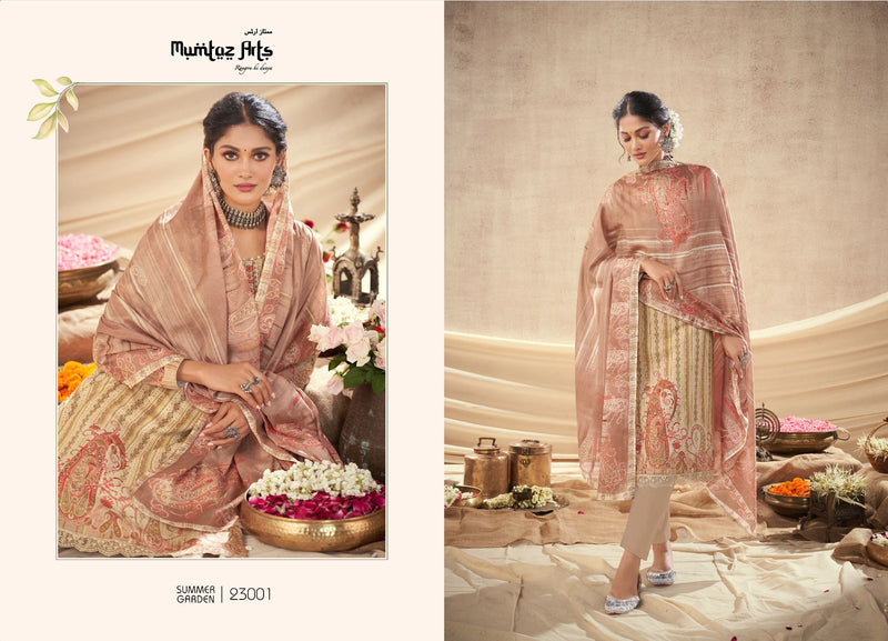 Mumtaz Arts Summer Garden Pure Lawn Cambric Cotton Digital Print Neck Daman Embroidery Printed Stylish Designer Salwar Suit