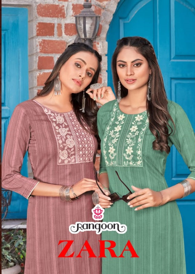 Rangoon Zaara Pure Cotton Pattern Embroidery Khatli Hand Work Daily Wear Designer Kurti