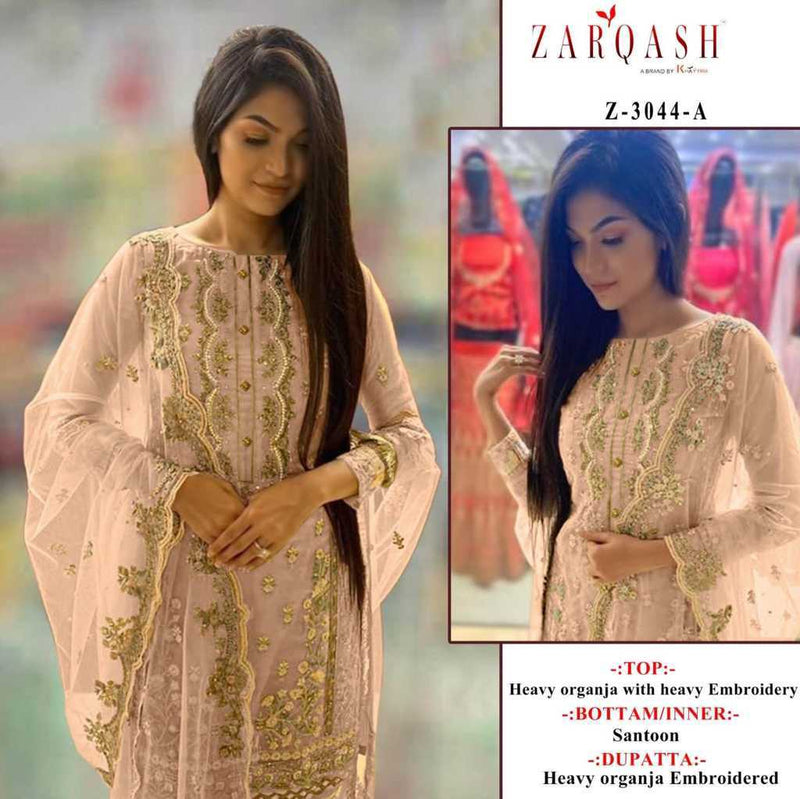 Zarqash D No Z 3044 Organza Embroidery Work Designer Pakistani Salwar Kameez