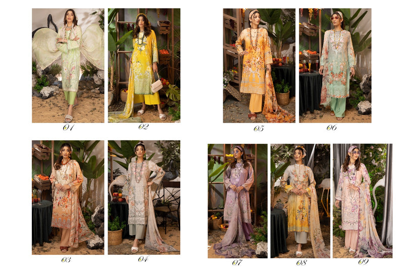 Noorie Art Libaas Pure Superior Cambric Cotton Digital Printed Neck Embroidery Pakistani Salwar Suit