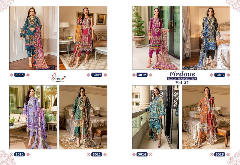 Shree Fabs Firdous Exclusive Collection Vol 27 Pure Cotton Print Exclusive Embroidery Patches Pakistani Salwar Suit