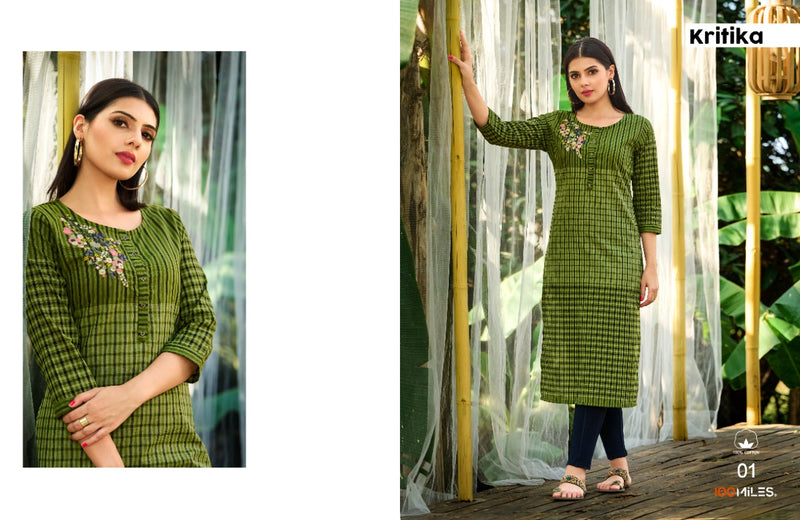 100 Miles Kritika Cotton Stylish Designer Casual Wear Kurti
