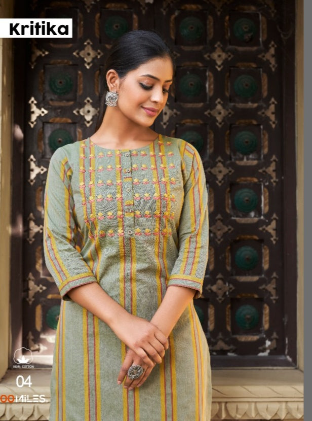 100 Miles Kritika Cotton Stylish Designer Casual Wear Kurti