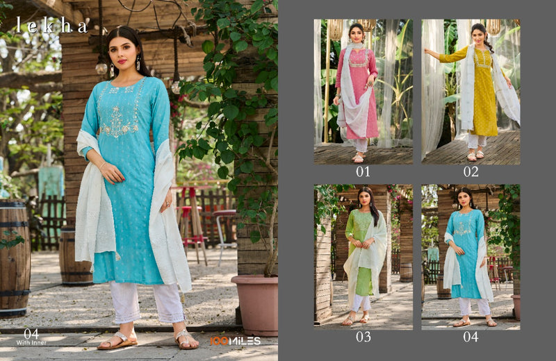 100 Miles Lekha Cotton With Heavy Hand Work Embroidered Stylish Designer Wear Kurti