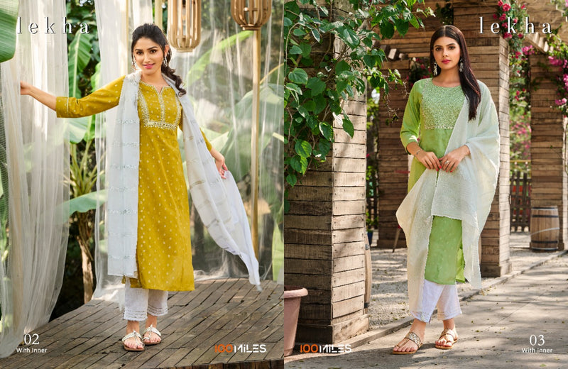 100 Miles Lekha Cotton With Heavy Hand Work Embroidered Stylish Designer Wear Kurti