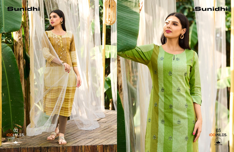 100 Miles Sunidhi Cotton With Printed Stylish Designer Casual Wear Kurti