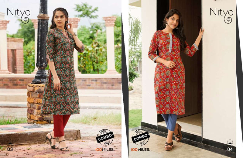 100 Miles By Nitya Cotton Printed Fancy Regular Wear Designer Fancy Readymade Kurtis