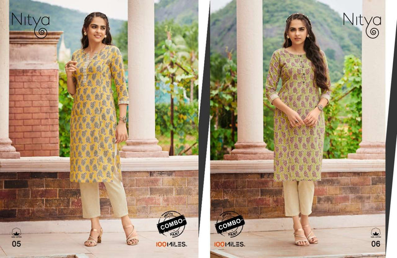100 Miles By Nitya Cotton Printed Fancy Regular Wear Designer Fancy Readymade Kurtis