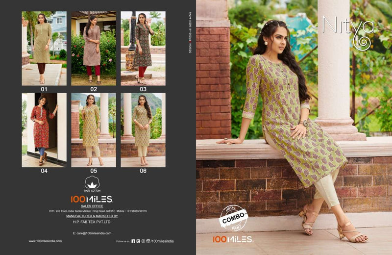 100 Miles By Nitya Cotton Printed Fancy Regular Wear Designer Fancy Readymade Kurtis