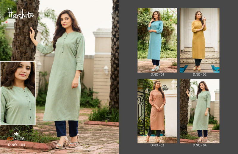 100 Miles Harshita Linen Cotton Kurti Fancy Designer Kurti