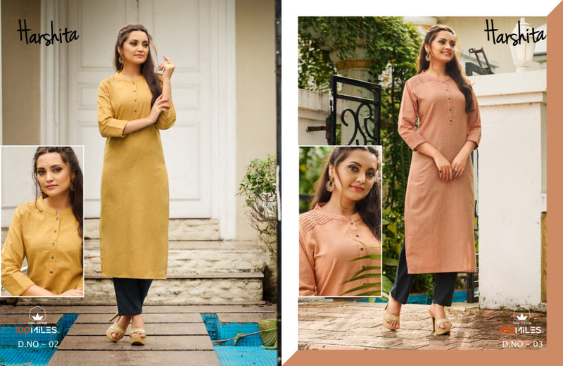 100 Miles Harshita Linen Cotton Kurti Fancy Designer Kurti