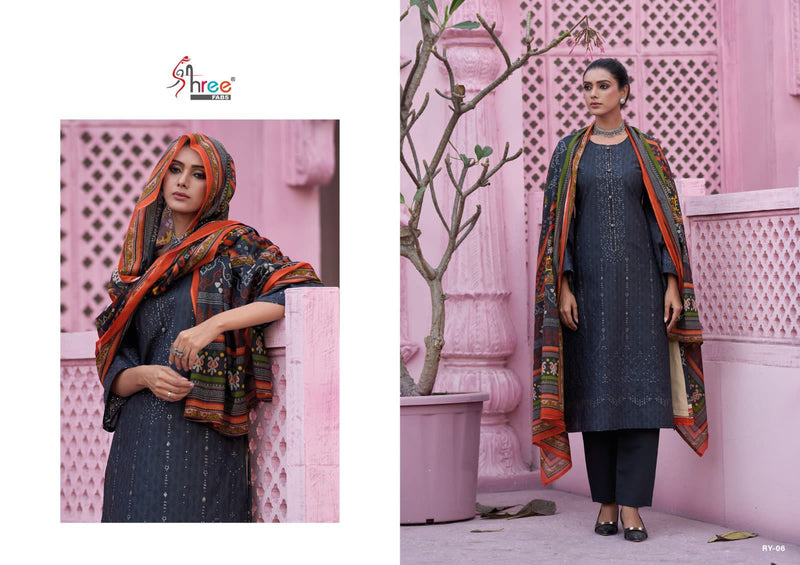 Shree Fabs Riwayat Vol 1 Pure Lawn Cotton Print Exclusive Self Embroidery Fancy Partywear Designer Salwar Suit