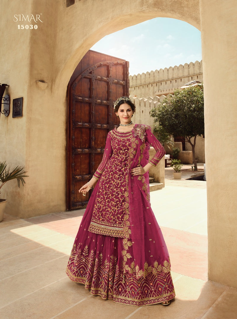 Glossy 15030 Colour Plus Net Designer Wedding  Wear Embroidered Salwar Kameez