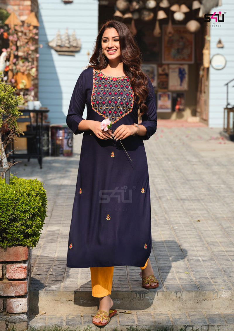 1Love Knotty Tales Rayon Designer Handwork Official Wear Kurti