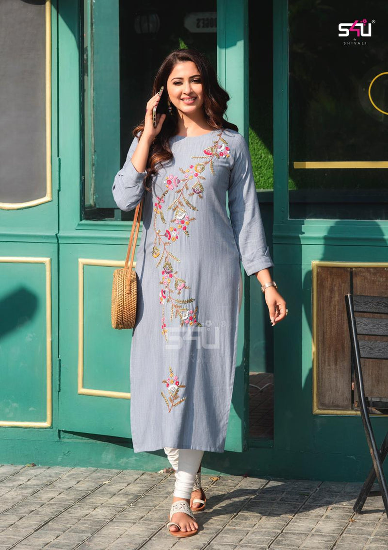 1Love Knotty Tales Rayon Designer Handwork Official Wear Kurti