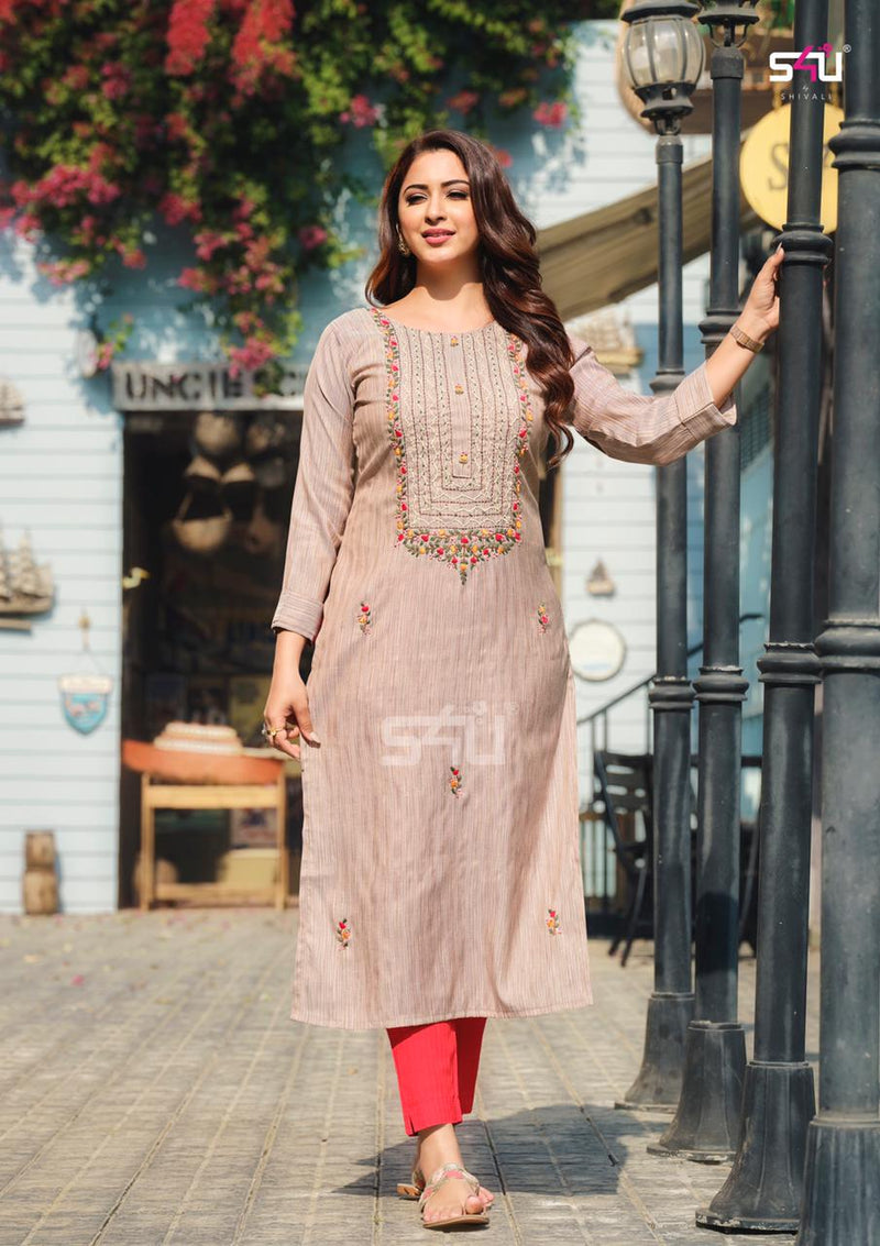 1Love Knotty Tales Rayon Designer Handwork Official Wear Kurti