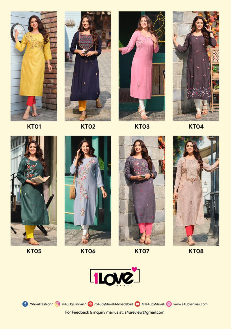 1Love Knotty Tales Rayon Designer Handwork Official Wear Kurti
