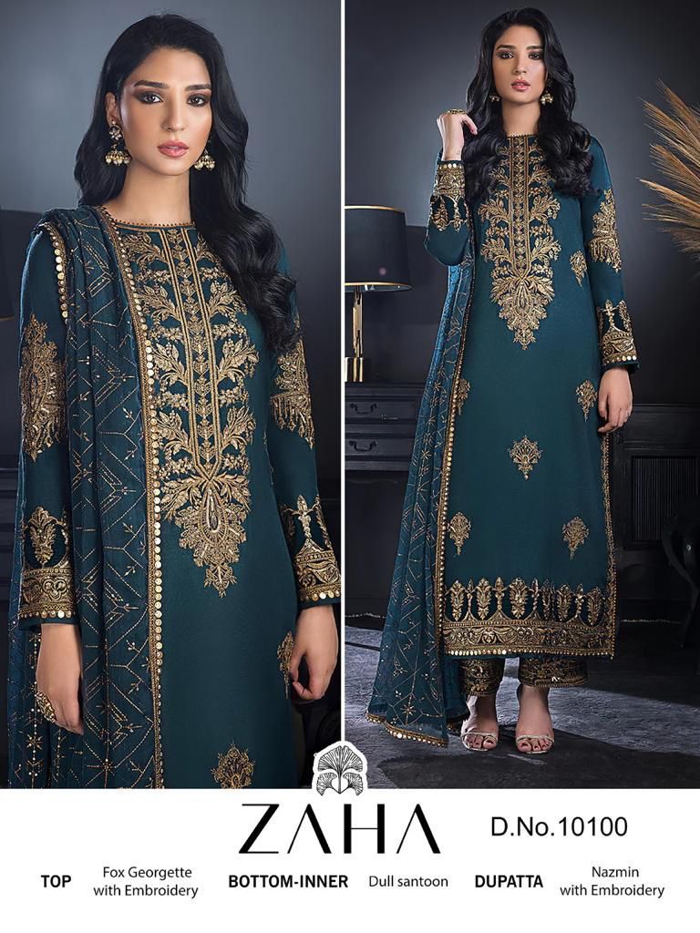 Zaha Khushbu Vol 3 Georgette Heavy Embroidered Pakistani Salwar Kameez