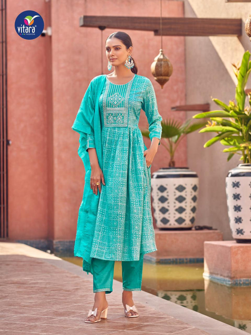 Vitara Fashion Naira Heavy Rayon Foil Print Fancy Designer Wear kurti