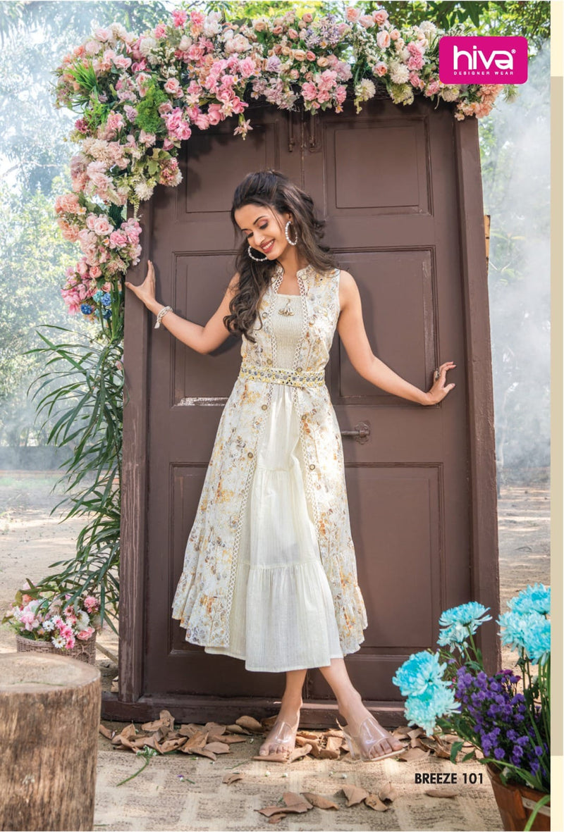 Hiva Designer Breeze Digital Shifli Jacket Cotton Partywear Designer Kurti