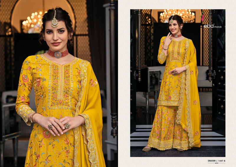 Eba Lifestyle Shagun Color Edition Vol 8 Heavy Chinon Embroidery Work Fancy Partywear Designer Salwar Suit