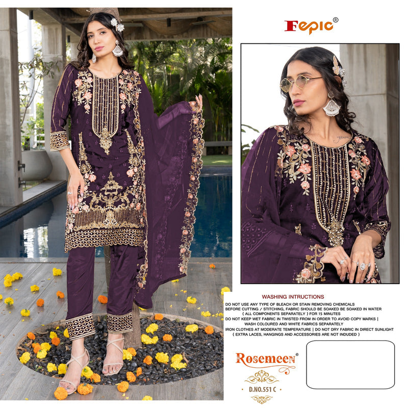 Crafted Needle Cn 551 Organza Embroidery Khatli Work Designer Pakistani Kurti