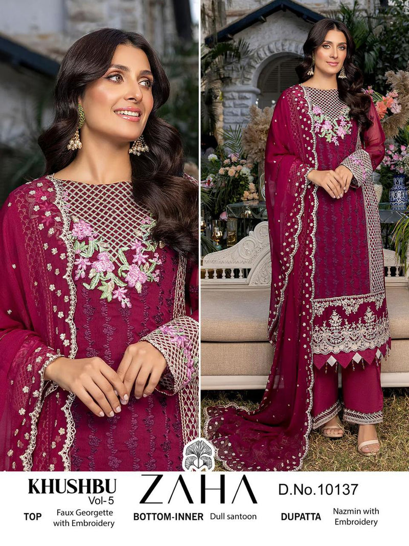 Zaha Khushbu Vol 5 Georgette Heavy Embroidered Pakistani Designer Salwar Kameez