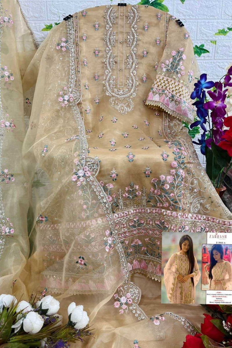 Zarqash D No Z 3044 Organza Embroidery Work Designer Pakistani Salwar Kameez
