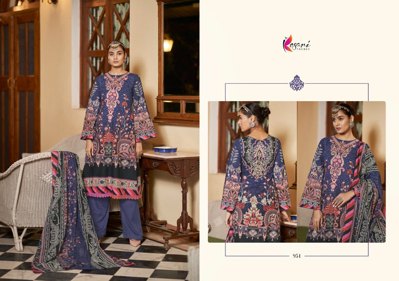 Kesari Trendz Jannat E Noor Print Pure Lawn Cotton Embroidery Work Salwar Kameez
