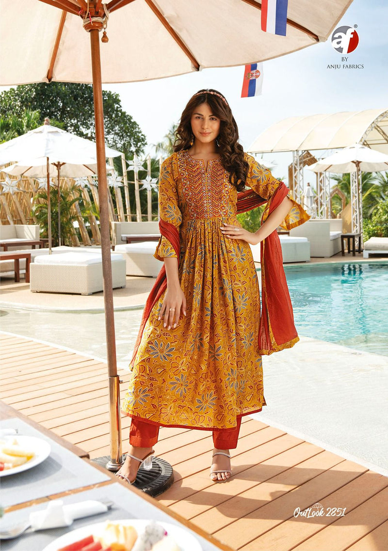 Anju Fabrics Outlook Viscose Modal Blended Stylish Designer Partywear Kurti