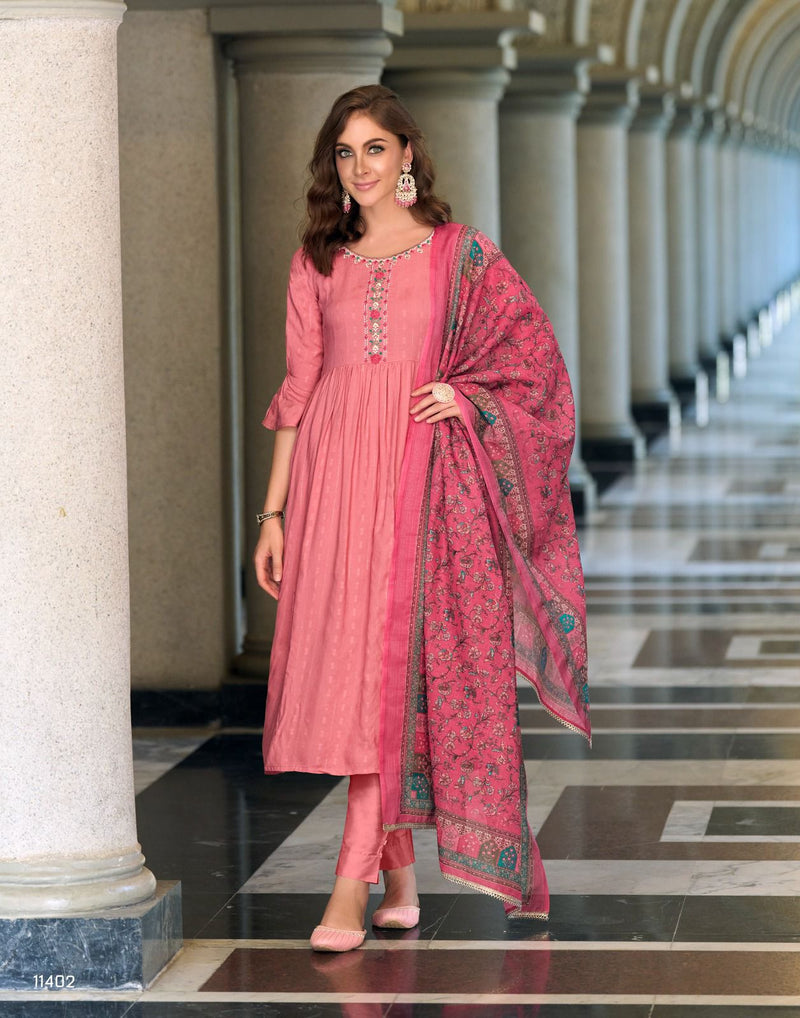 Lily And Lali Manya Fancy Viscose Rayon Nyra Kurti Embriodery Handwork Partywear Designer Kurti