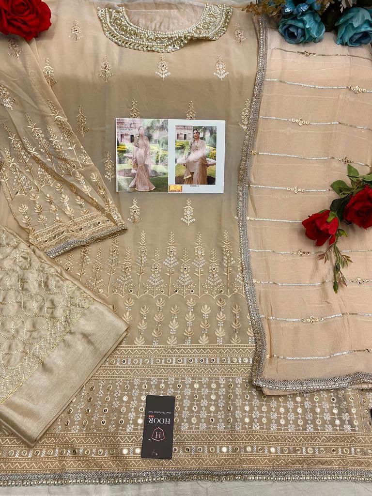 Hoor Tex 23009 A To E Georgette Pakistani Style Designer Wedding Wear Salwar Kameez
