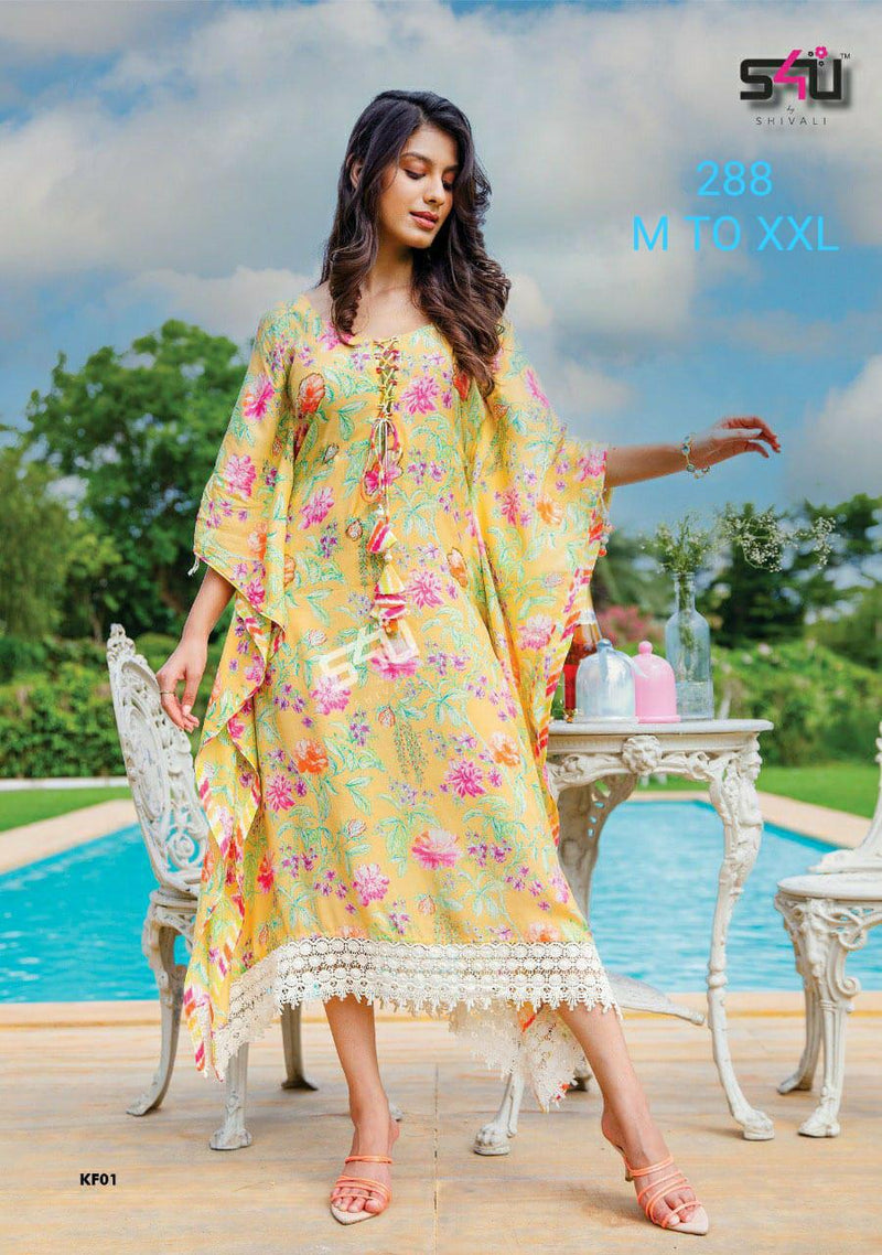 S4U Shivali 288 Fancy Printed Kaftan Style Party Wear Kurti