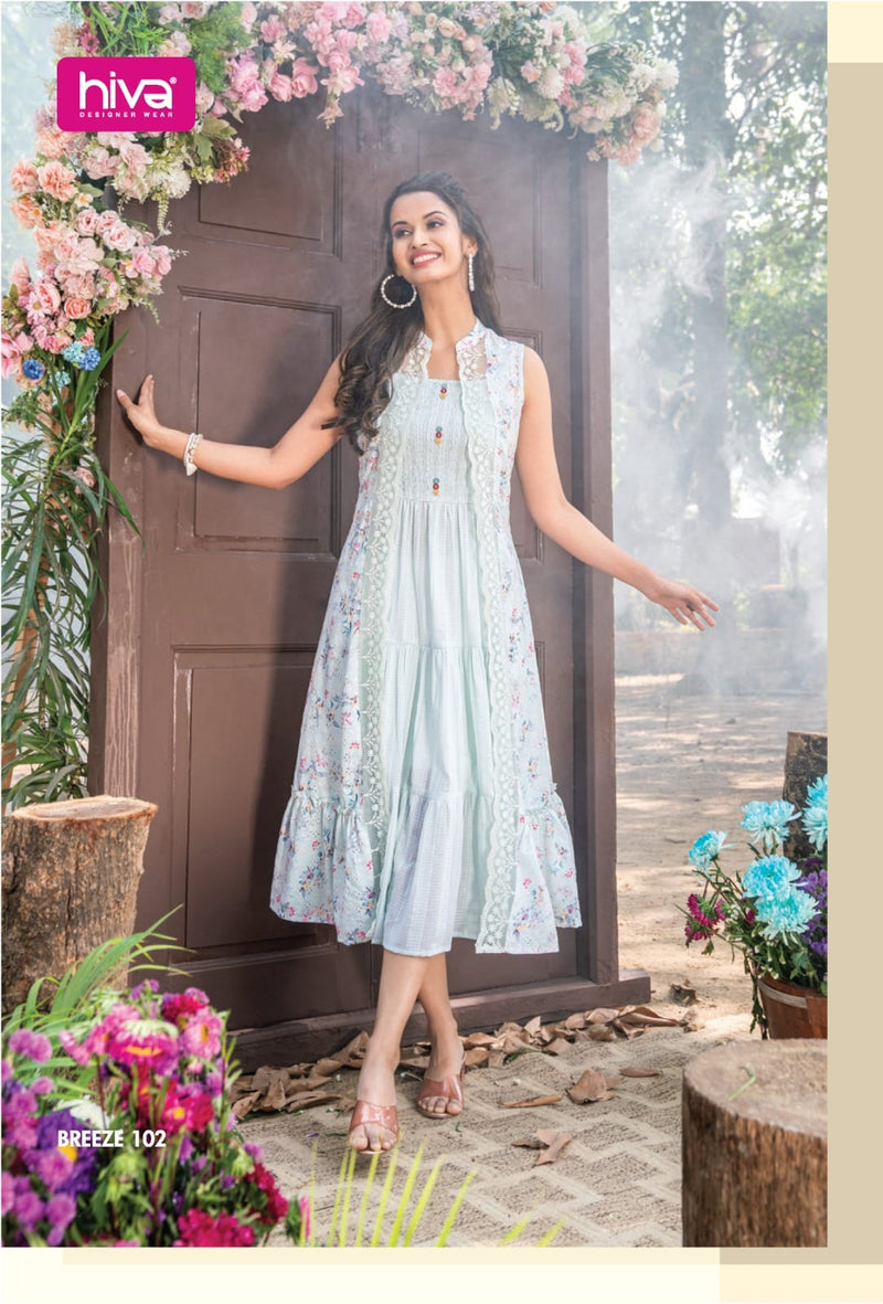 Hiva Designer Breeze Digital Shifli Jacket Cotton Partywear Designer Kurti