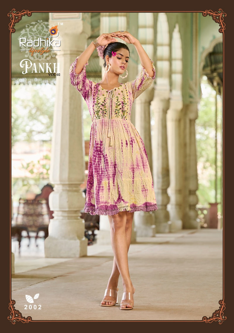 Radhika Lifestyle Pankh Vol 2 Chifli Mul Cotton Embroidery Work Fancy Designer Wear Kurti