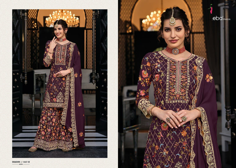 Eba Lifestyle Shagun Color Edition Vol 8 Heavy Chinon Embroidery Work Fancy Partywear Designer Salwar Suit