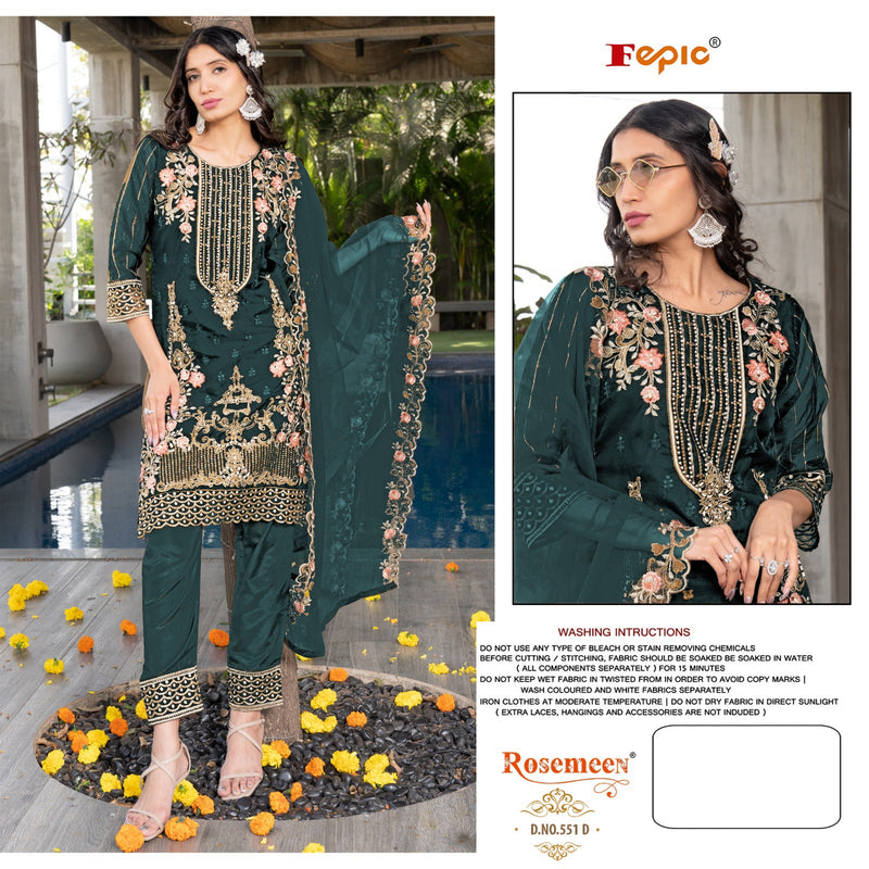 Crafted Needle Cn 551 Organza Embroidery Khatli Work Designer Pakistani Kurti