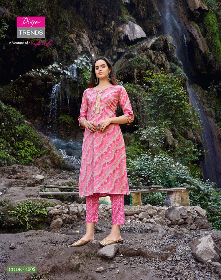 Diya Trends Celebration Vol 4 Rayon Gold Print Sequence Embroidery Work Fancy Designer Stylish Kurti