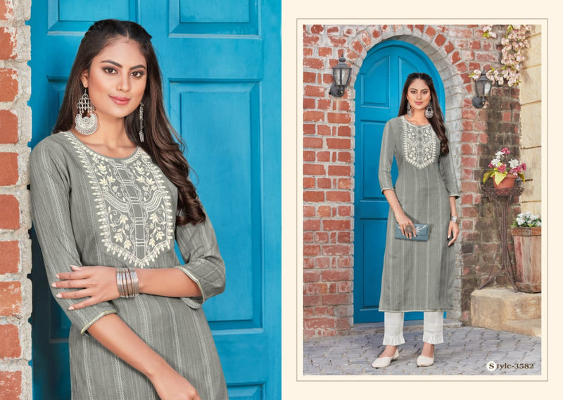 Rangoon Zaara Pure Cotton Pattern Embroidery Khatli Hand Work Daily Wear Designer Kurti