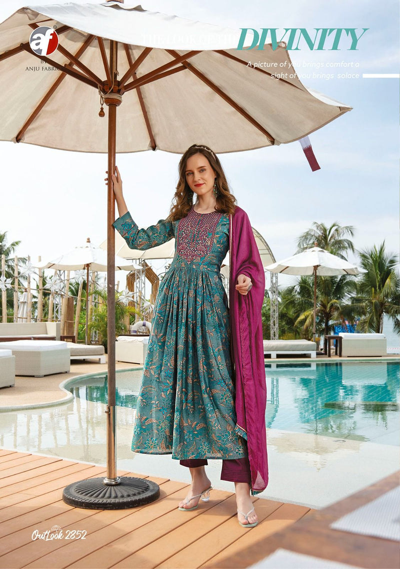 Anju Fabrics Outlook Viscose Modal Blended Stylish Designer Partywear Kurti