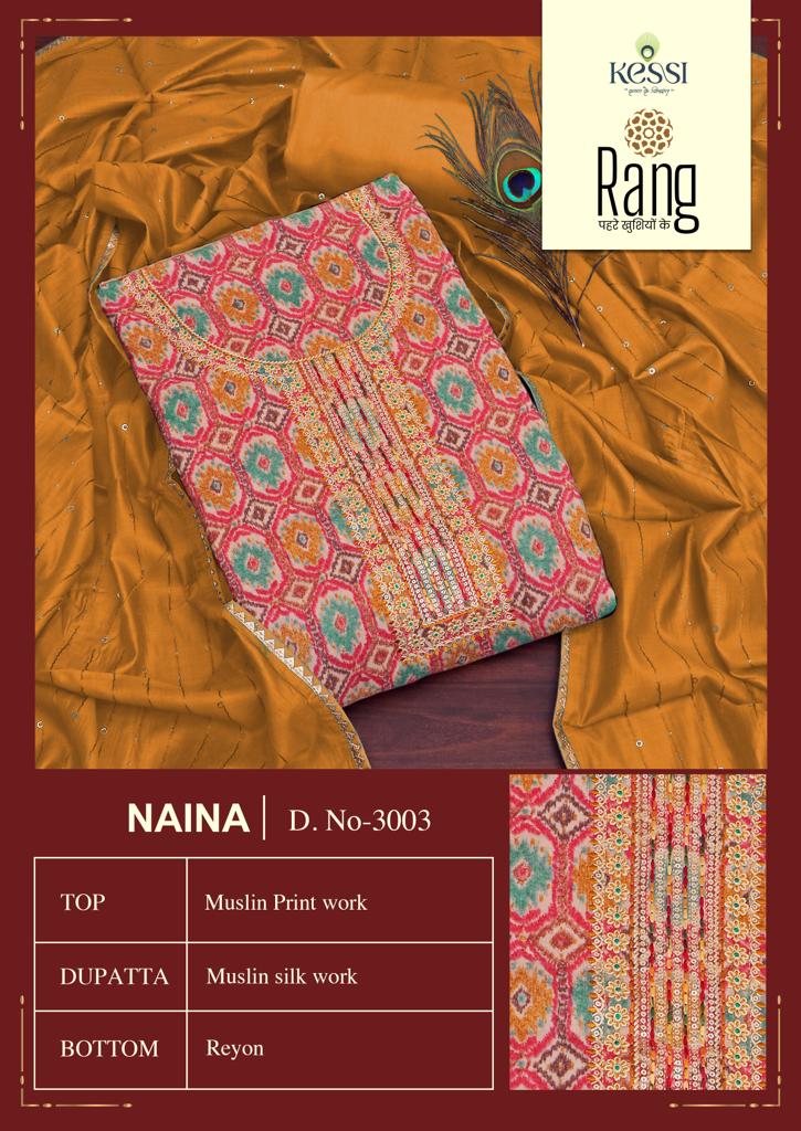Rang Naina Pure Muslin Print Fancy Nack Work Printed Designer Salwar Kameez