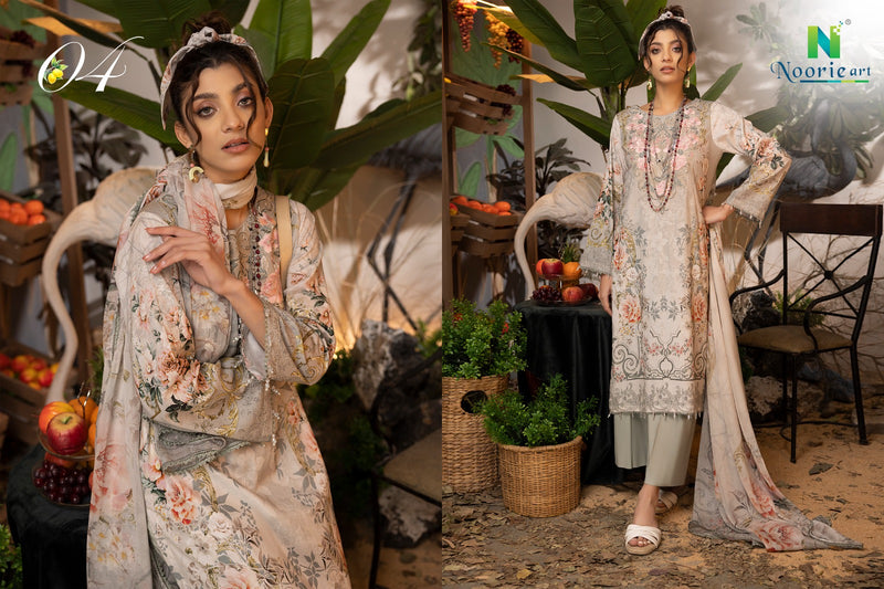 Noorie Art Libaas Pure Superior Cambric Cotton Digital Printed Neck Embroidery Pakistani Salwar Suit