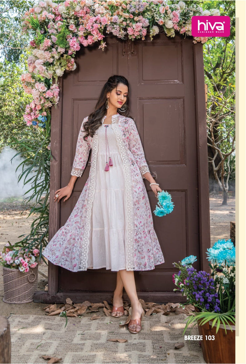 Hiva Designer Breeze Digital Shifli Jacket Cotton Partywear Designer Kurti