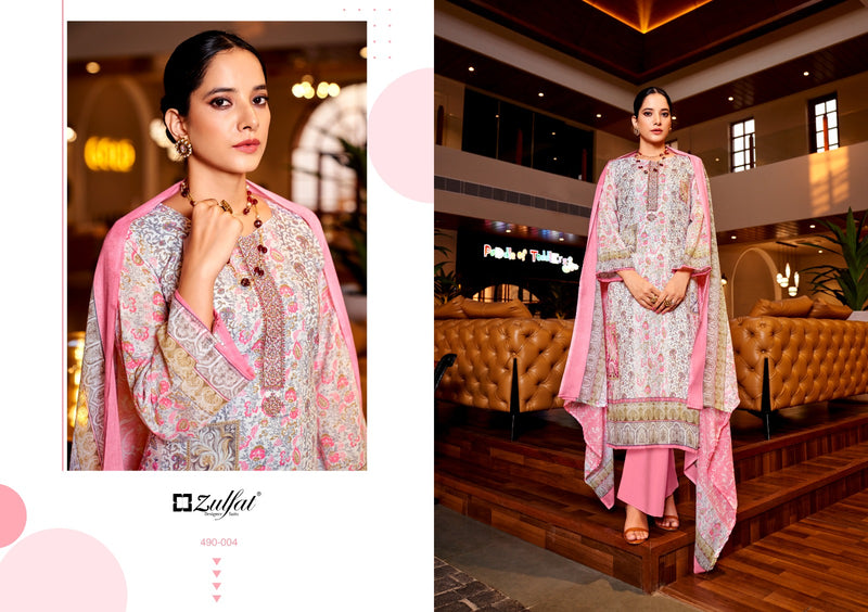 Zulfat Designer Suits Kavya Vol 2 Pure Cotton Exclusive Designer Print Exclusive Embroidery Work Fancy Designer Salwar Suit