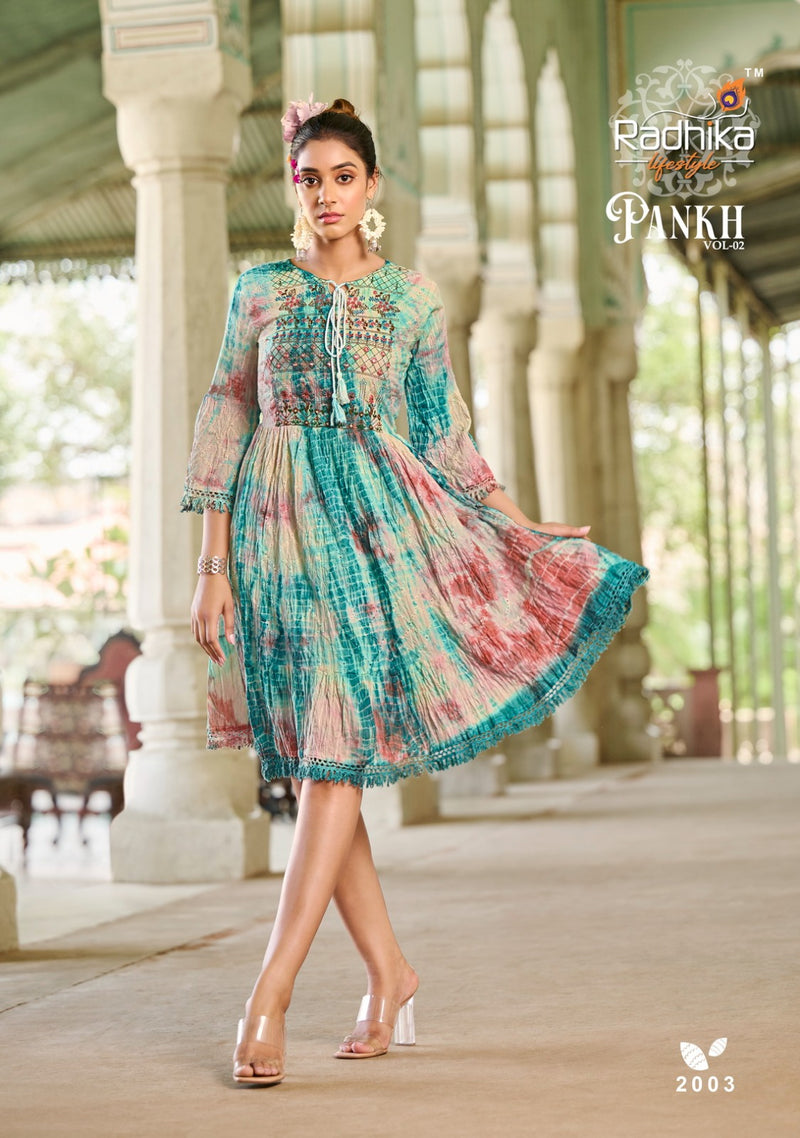 Radhika Lifestyle Pankh Vol 2 Chifli Mul Cotton Embroidery Work Fancy Designer Wear Kurti